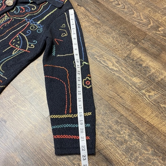 VTG 90s Chicos Embroidered Floral Artsy Hippie Cardigan Sweater Women 2 Large 12 - Picture 8 of 11